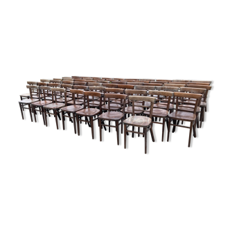 Set of 40 old beech bistro chairs