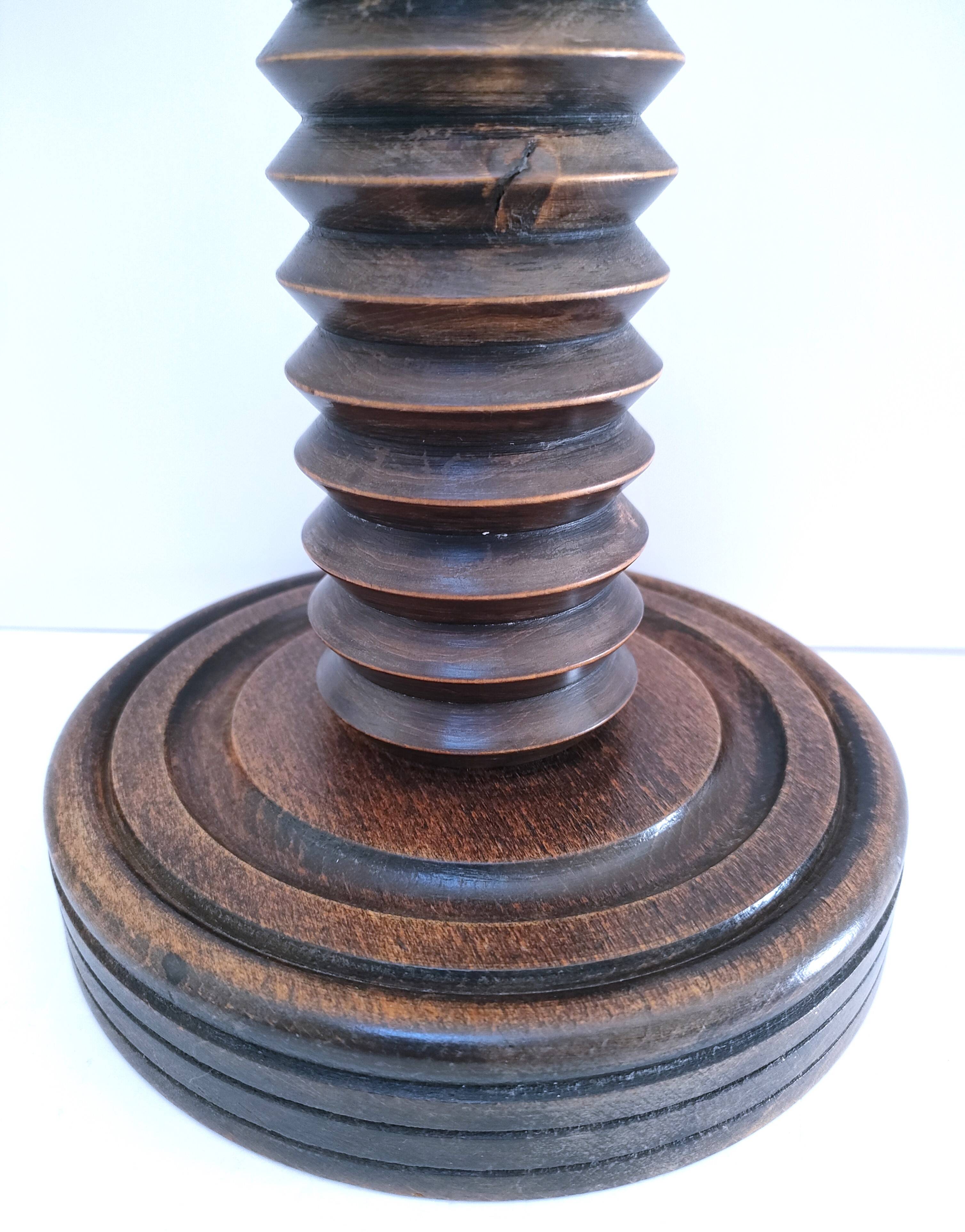 Pied de lampe bois massif par Charles Dudouyt