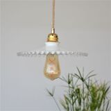 Pleated opaline suspension and jute cord