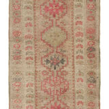 Handmade Vintage Oriental Beige Runner Carpet 77 cm x 331 cm