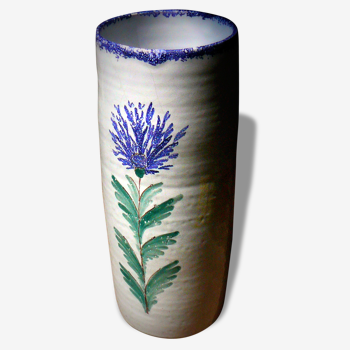 Vase céramique cylindrique à décor de fleur