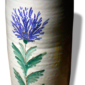 Cylindrical ceramic vase with flower decoration