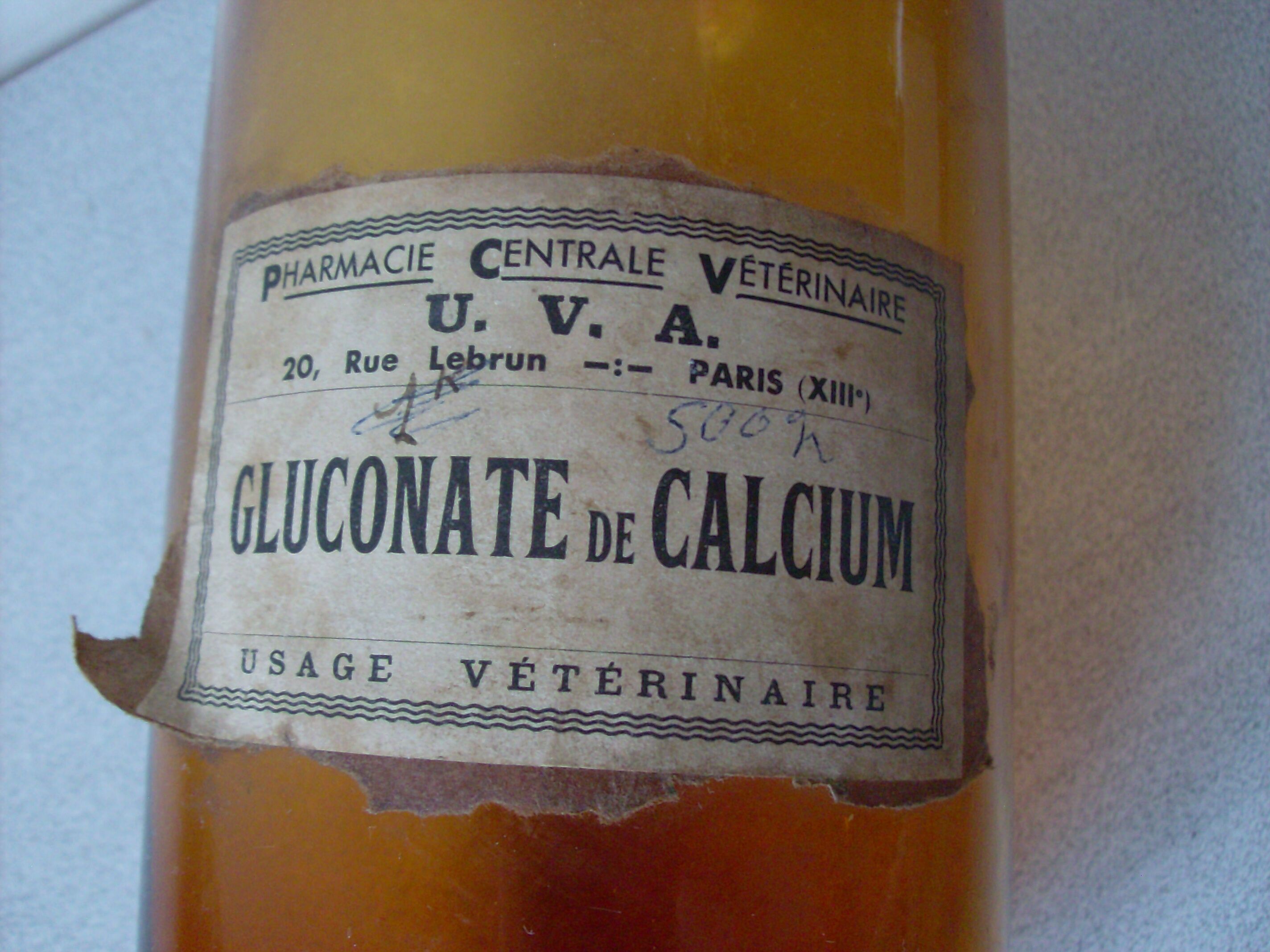 Old pharmacy jar jar apothecary amber glass + original label Calcium