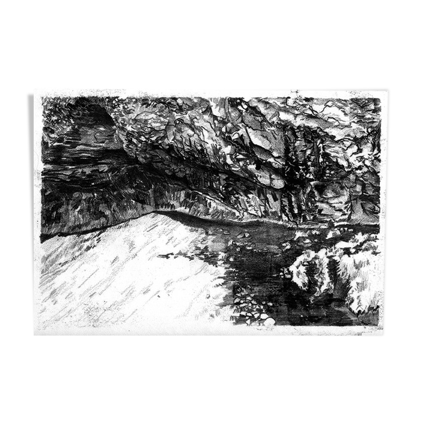 Original Icelandic cave monotype, illustration
