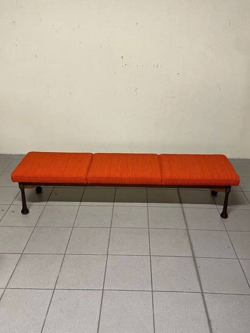 Colourful wooden bench with fabric, 1960s