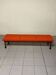 Banc longue en bois coloré et tissu, années 60
