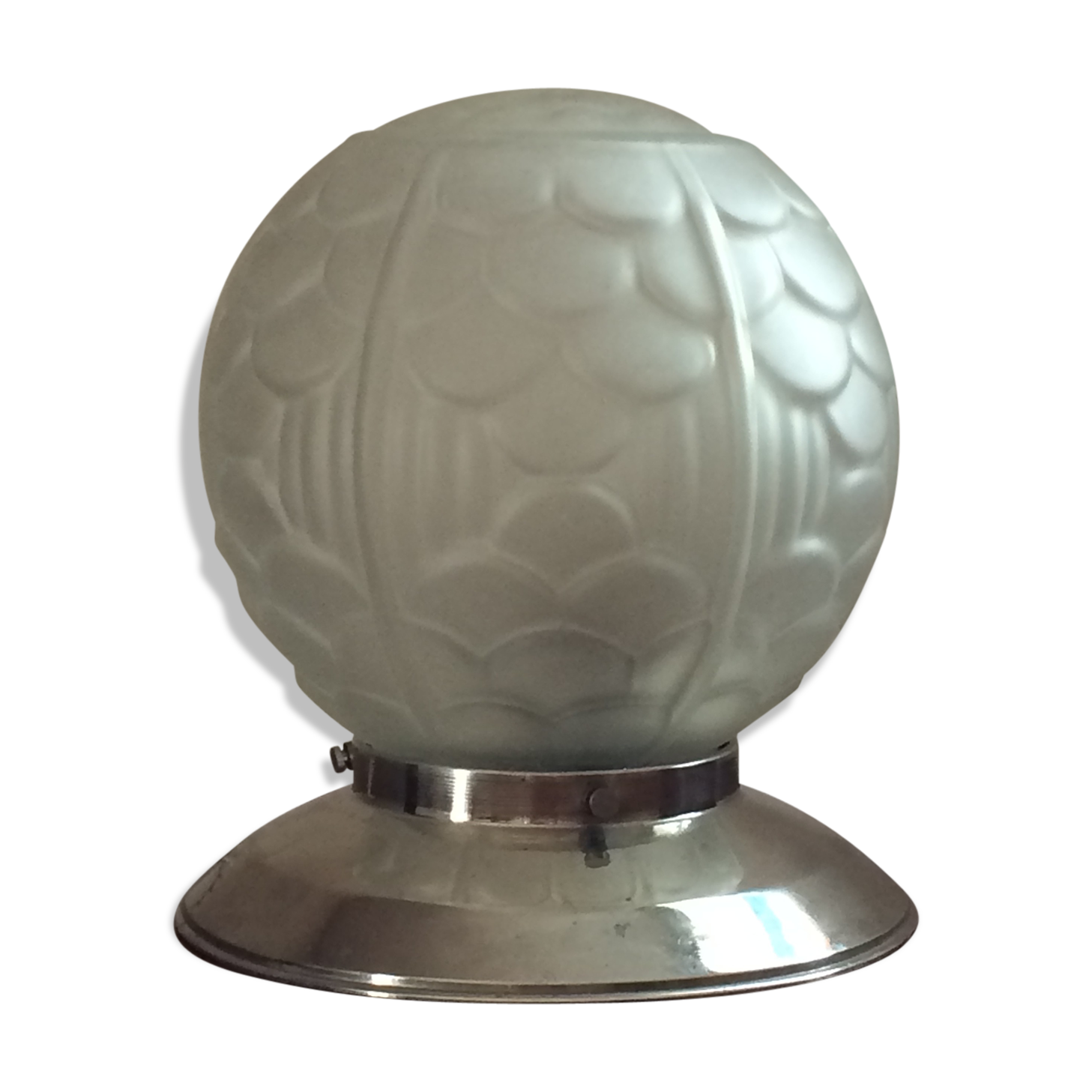 Lampe à poser art déco avec son globe en verre dépoli Selency