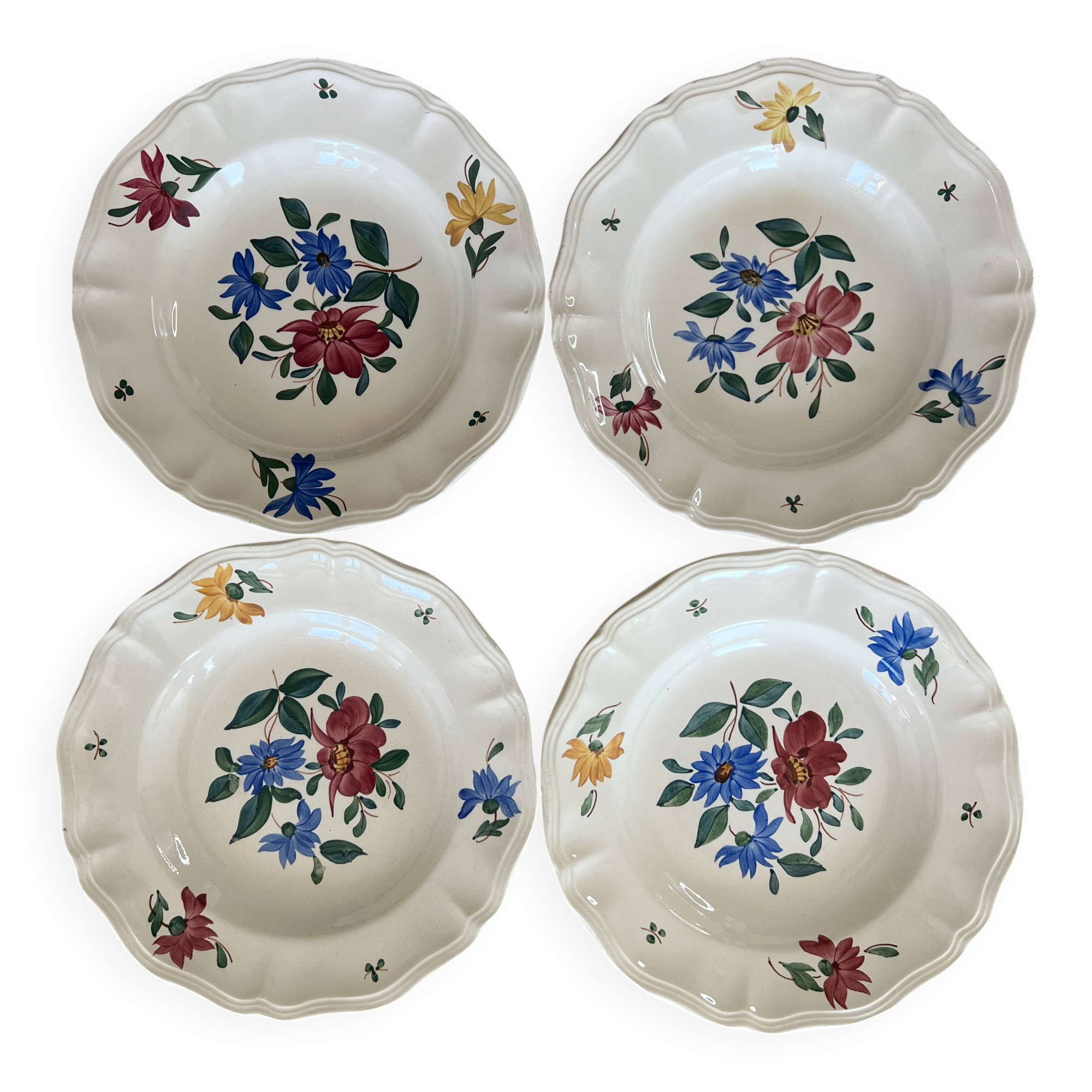 Lot of 4 deep plates from Sarreguemines and Digoin.