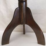 Piano stool bench old wooden tripod foot mustard velvet top