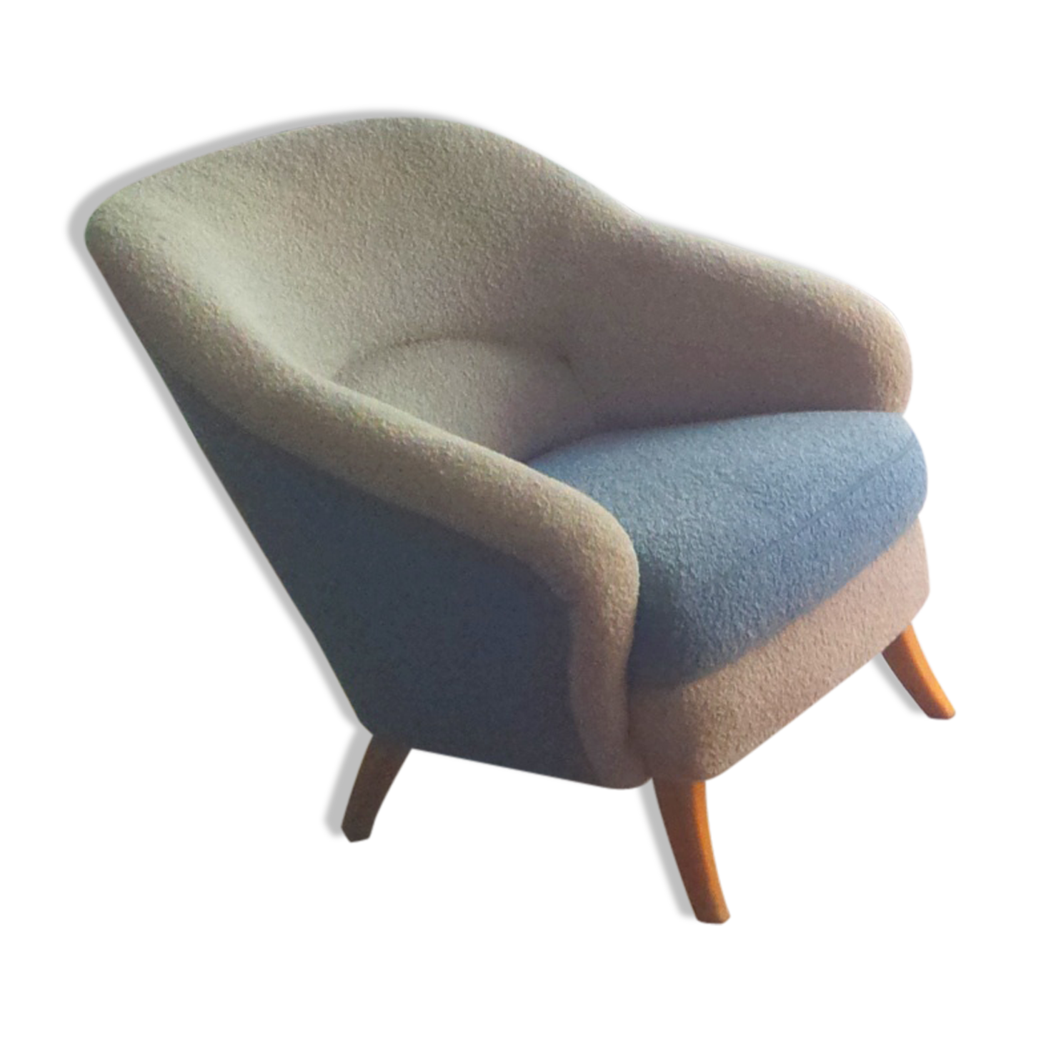 Chair organic 50s Danish blue and beige