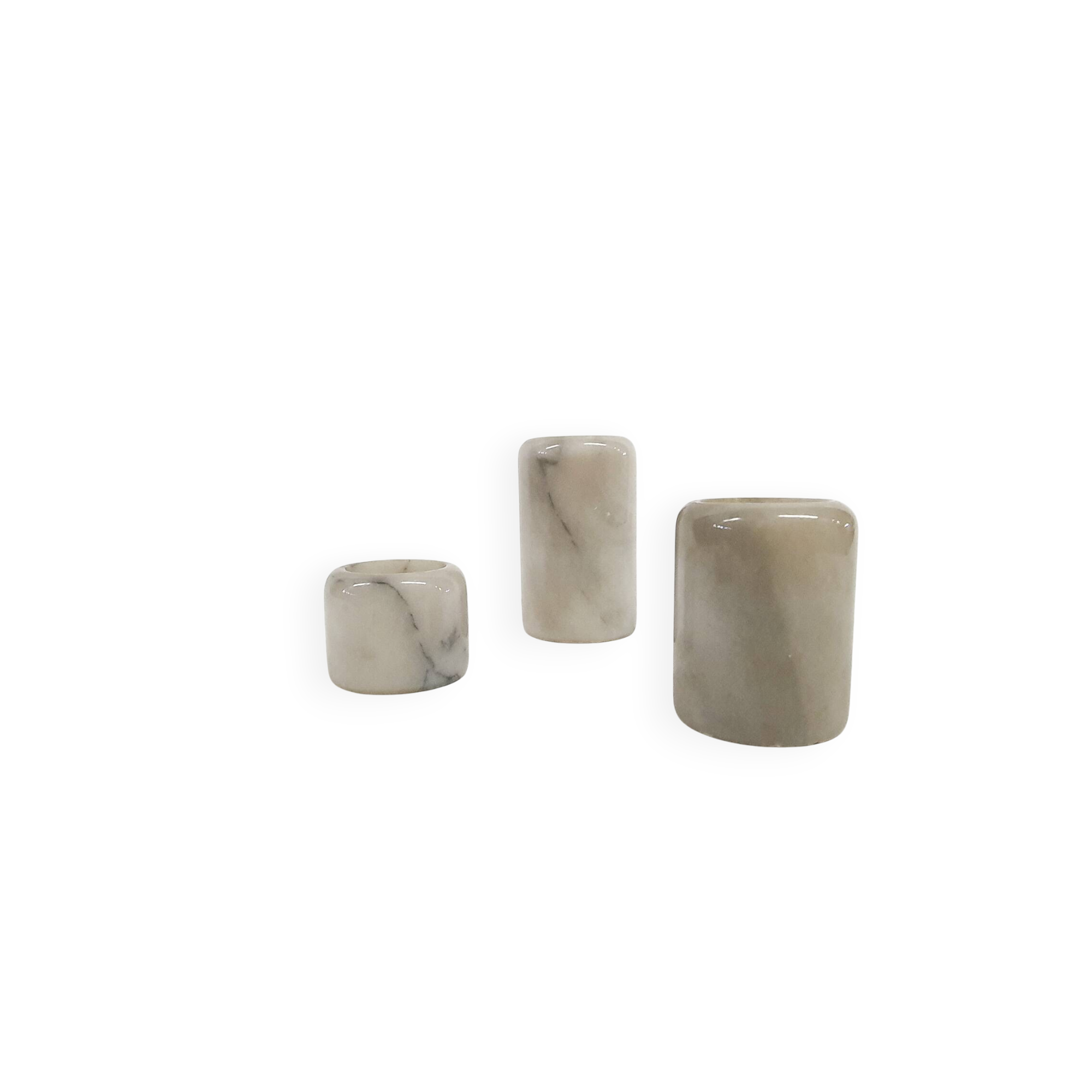 Set of three marble candle sticks, Italy 1970's