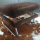 Velvet pouf adjustable footrest