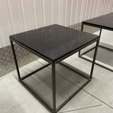 Table « Cassina » marbre noir & acier