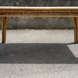 Vintage table in rattan Audoux and Minnet and ceramics Chassin 1950