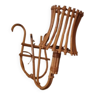 Vintage rattan wall light in Sognot style 1960-1970