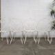 Table de jardin et chaises fer forgé blanc ancien