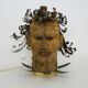 Unique piece. Wooden lamp and metal hair with devil's head "self-portrait"