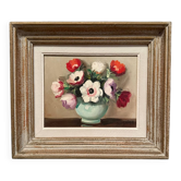 Oil on canvas still life bouquet of flowers 20th century
