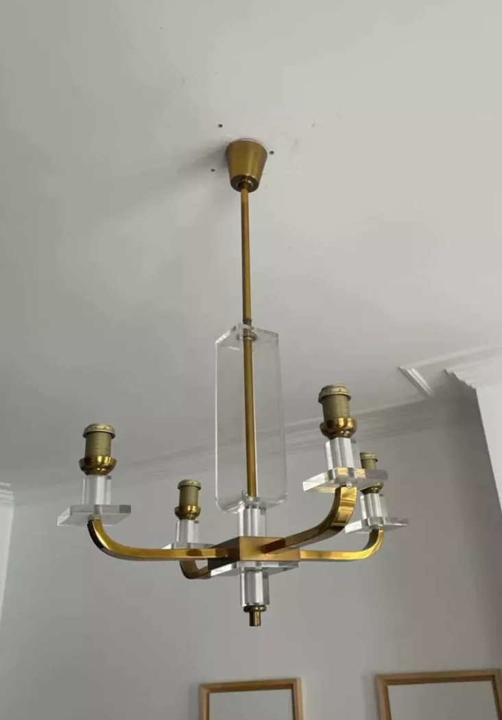 Chandelier in brass France 1970