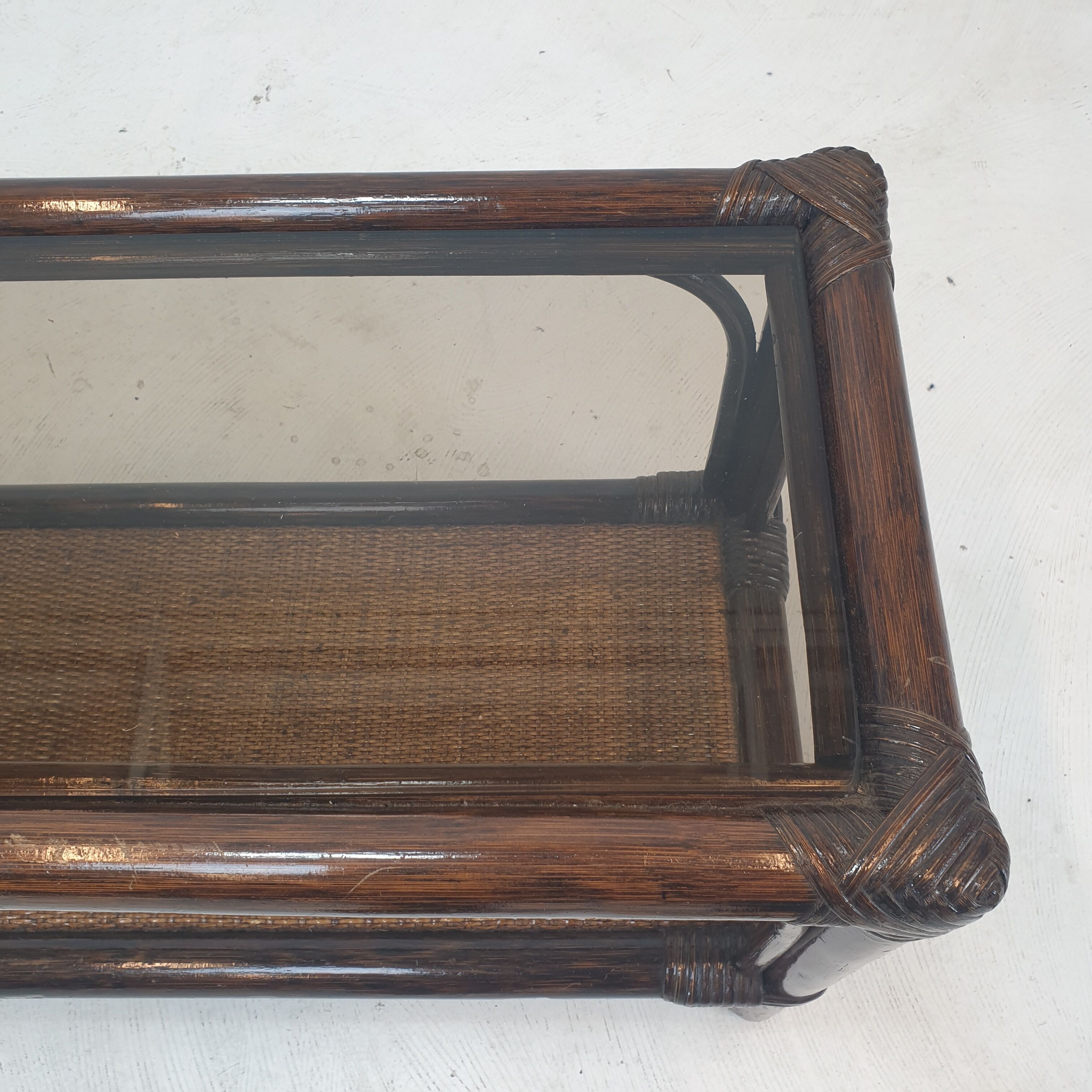 Italian Bamboo and Rattan Coffee Table, 1980s