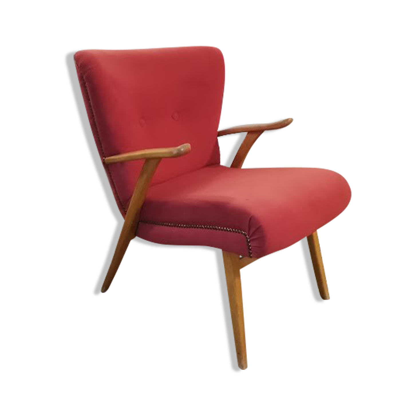Cocktail armchair zig zag wing 50s 60 pink fushia