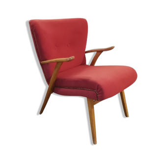 Fauteuil zig zag wing années 50 60 rose fushia