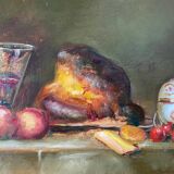 Tables during HST "Still Life with brioche and pomegranate" + frame