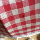 Lampshade in red gingham fabric and white pompoms