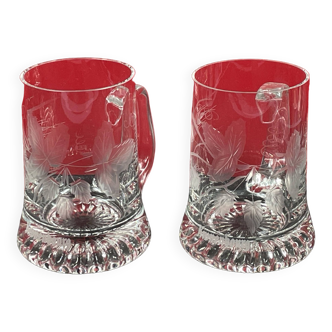 Pair of kronenbourg brasserie mugs, h 12.7 cm