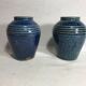 Lot of 2 old vases blue ceramic 70s