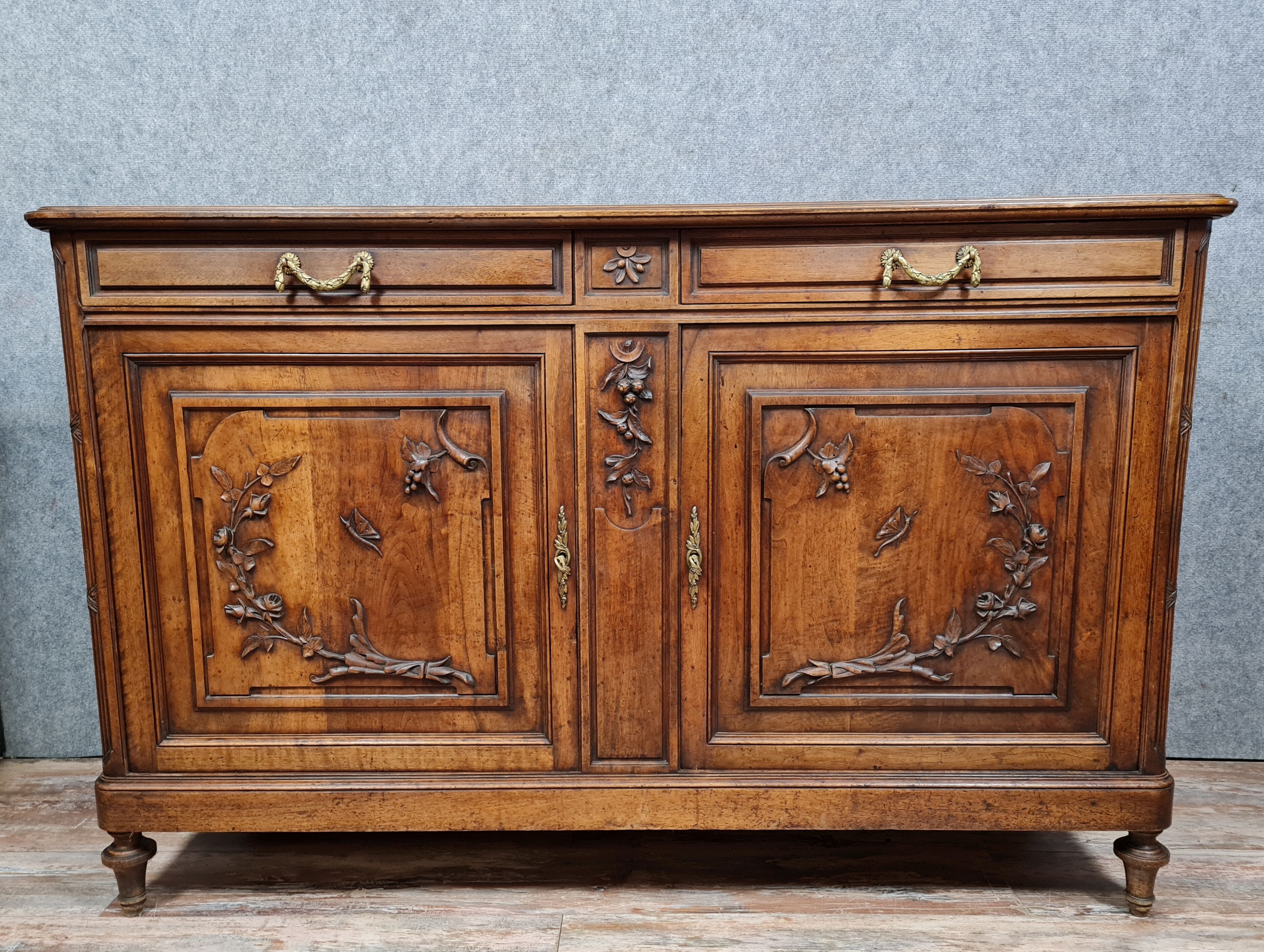 Louis XVI style sideboard in solid walnut around 1880