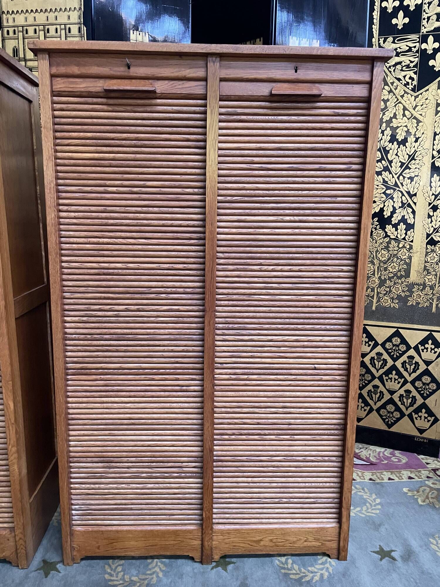 Pair of notary curtain binder furniture in oak 1950