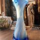 Large twisted blue vase made of Empoli glass, Tuscany, Florence (1950, Italy)