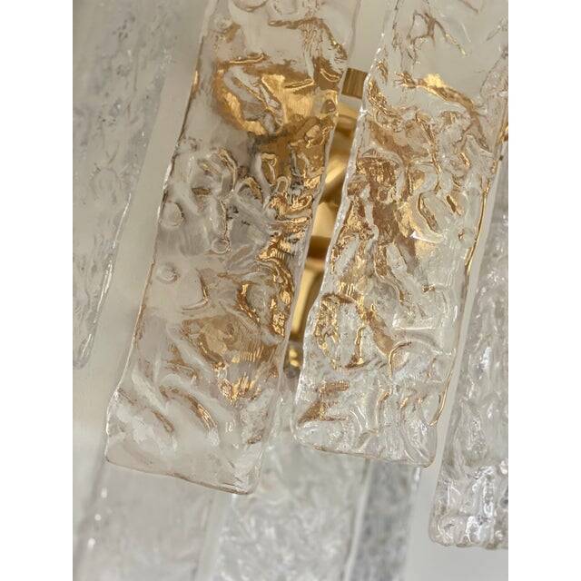 Pair of contemporary hammered strips ”listelli” murano glass wall sconces