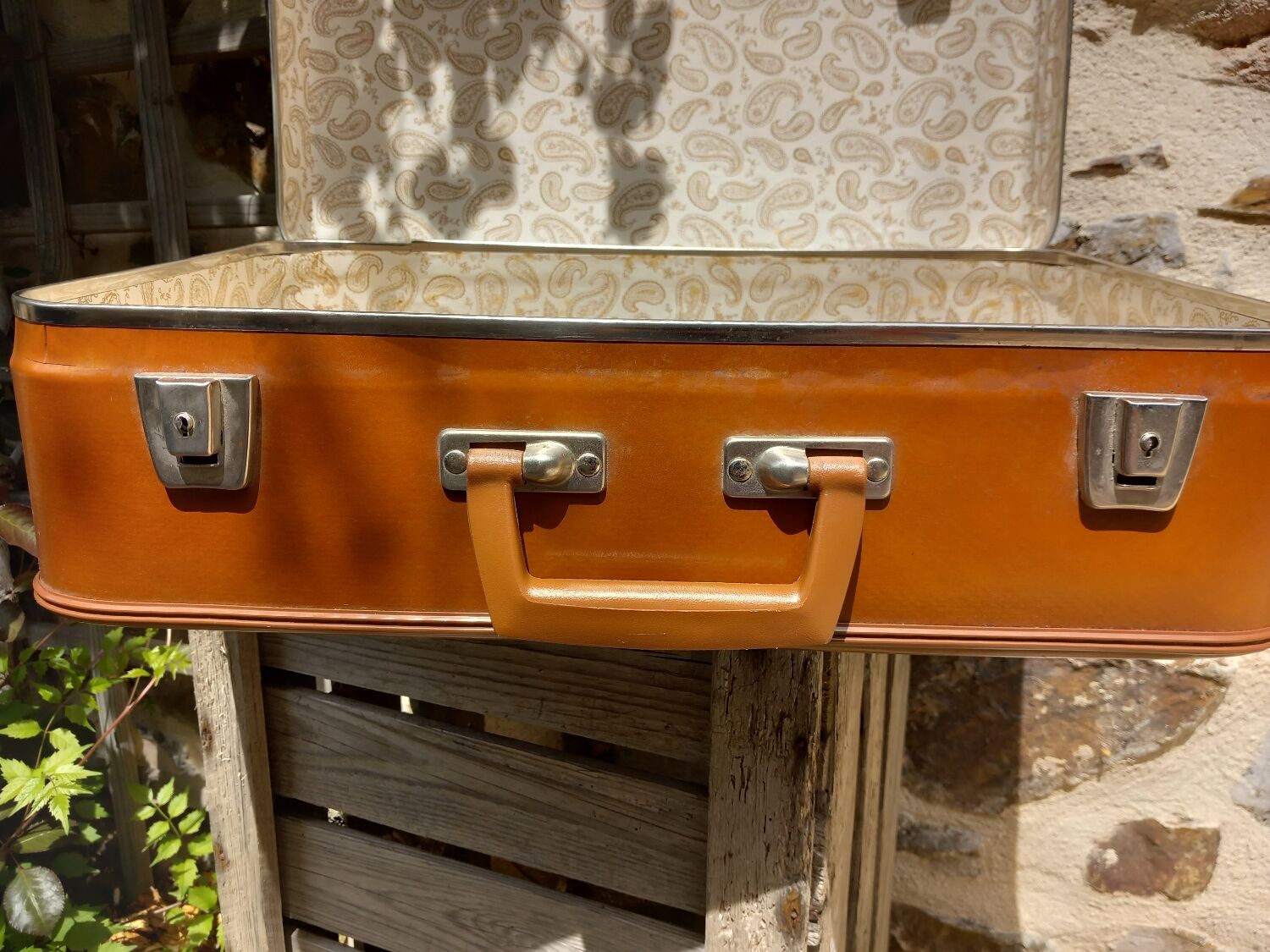 Small antique cardboard suitcase