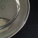 Old silver metal dish, beaded finish