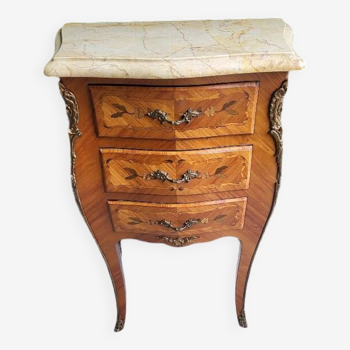 Table de chevet commode en bois de rose 3 tiroirs