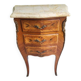 Table de chevet commode en bois de rose 3 tiroirs