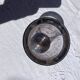 Antique Art Deco engraved glass, silvered rim and base.