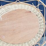 70s oval rattan mirror