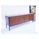 Long Scandinavian vintage teak and leather sideboard