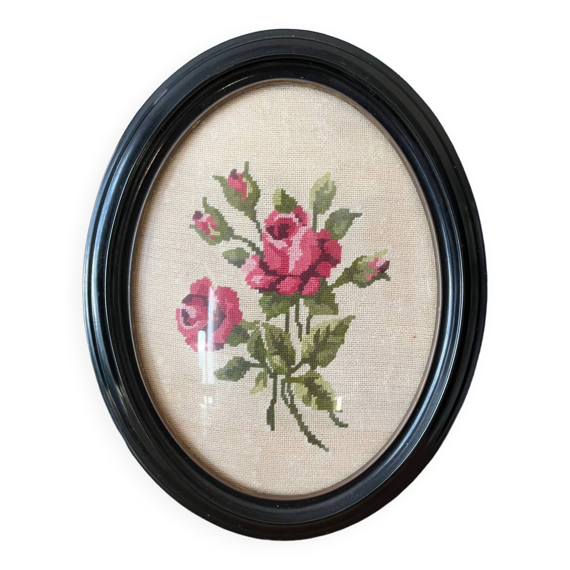 Oval frame - floral canvas