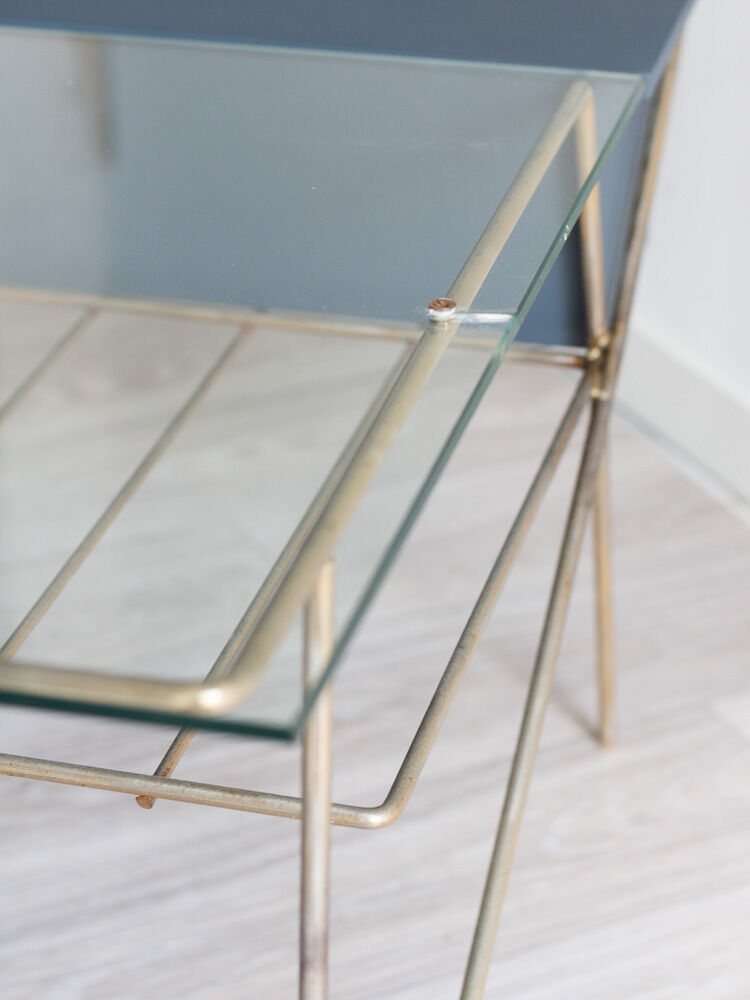 Glass and metal coffee table