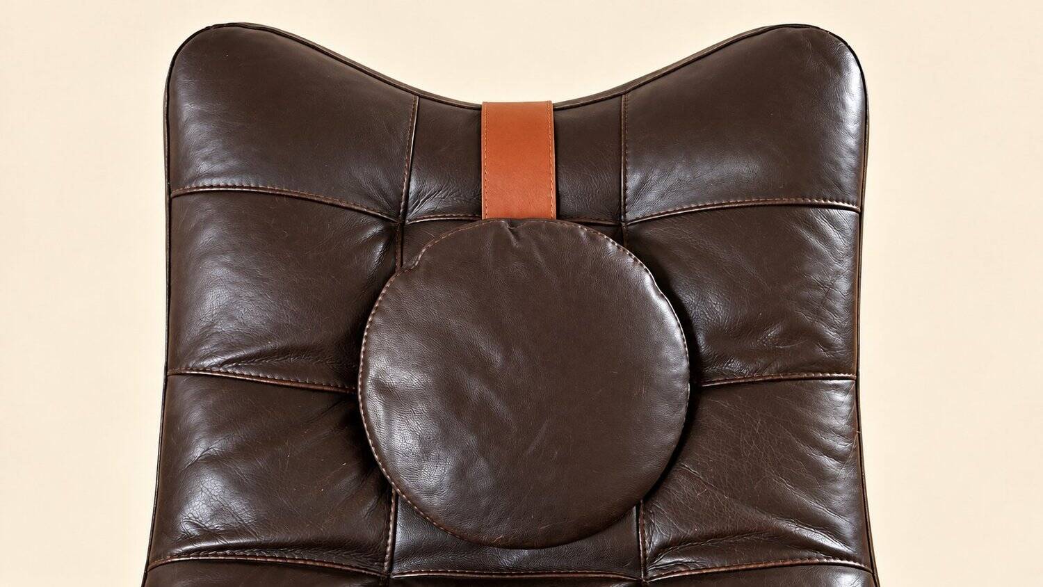 70s design chaise longue, chocolate leather, tufted, profile S.