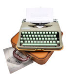 Typewriter hermes baby rocket lime green with its brown suitcase revised ribbon new