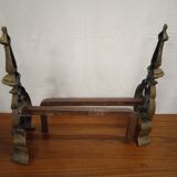 Paire de chenets cheminée en bronze anciens
