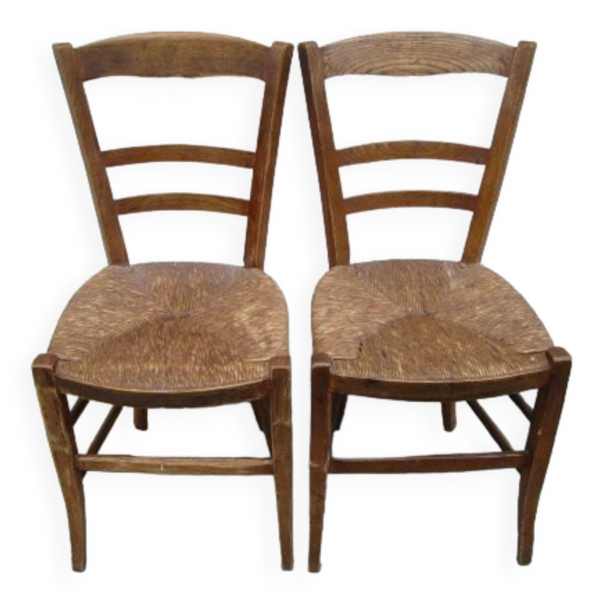 2 antique straw chairs
