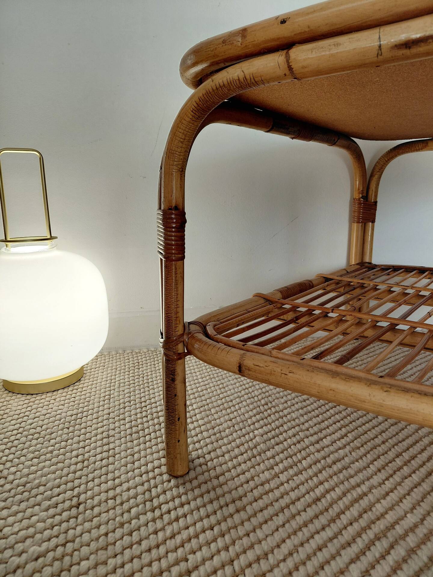 Vintage rattan coffee table from the 70s - organic lines, Riviera spirit.