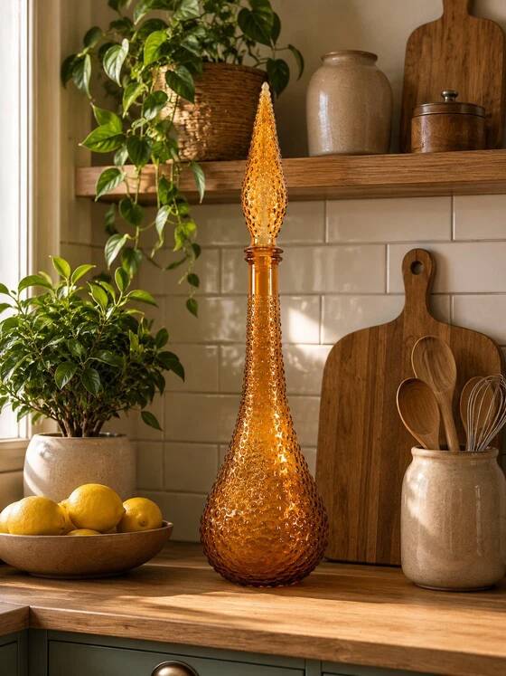 Carafe ambre Empoli italienne, 1970