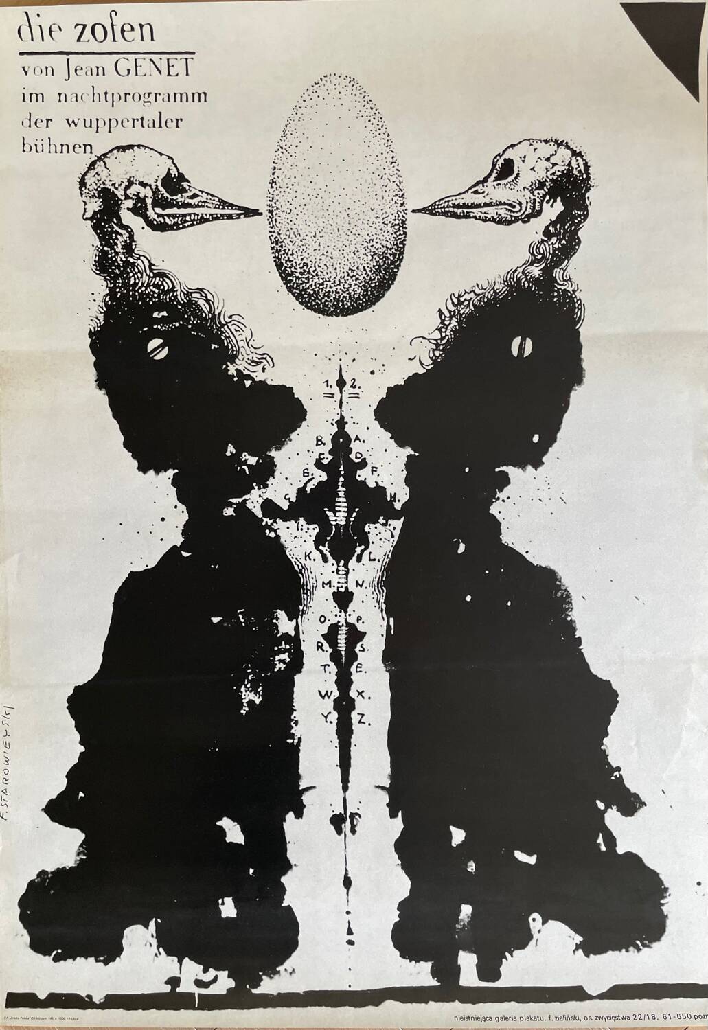 F. Starowieyski (1930-2009), Die Zofen, 1986, Orginal theater poster